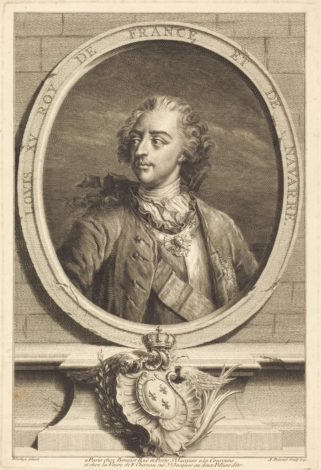 Louis XV, King of France, by Antoine Benoist, ink, 1741