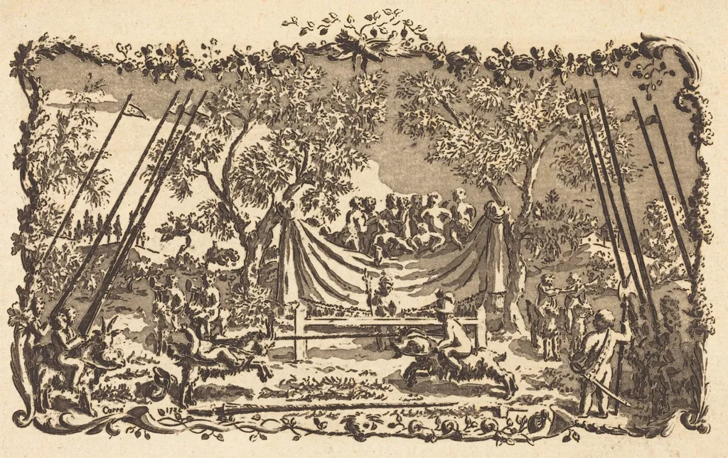 The Tournament of Love, by Antoine Carrée, ink, 1782
