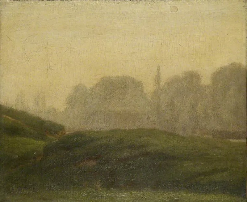 Landscape: Morning Mist, by Antoine Chintreuil, oil, 1865