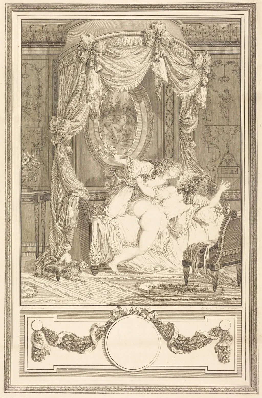 La raclee avec des roses (The Thrashing with Roses), by Antoine Cosme Giraud, ink, 1810
