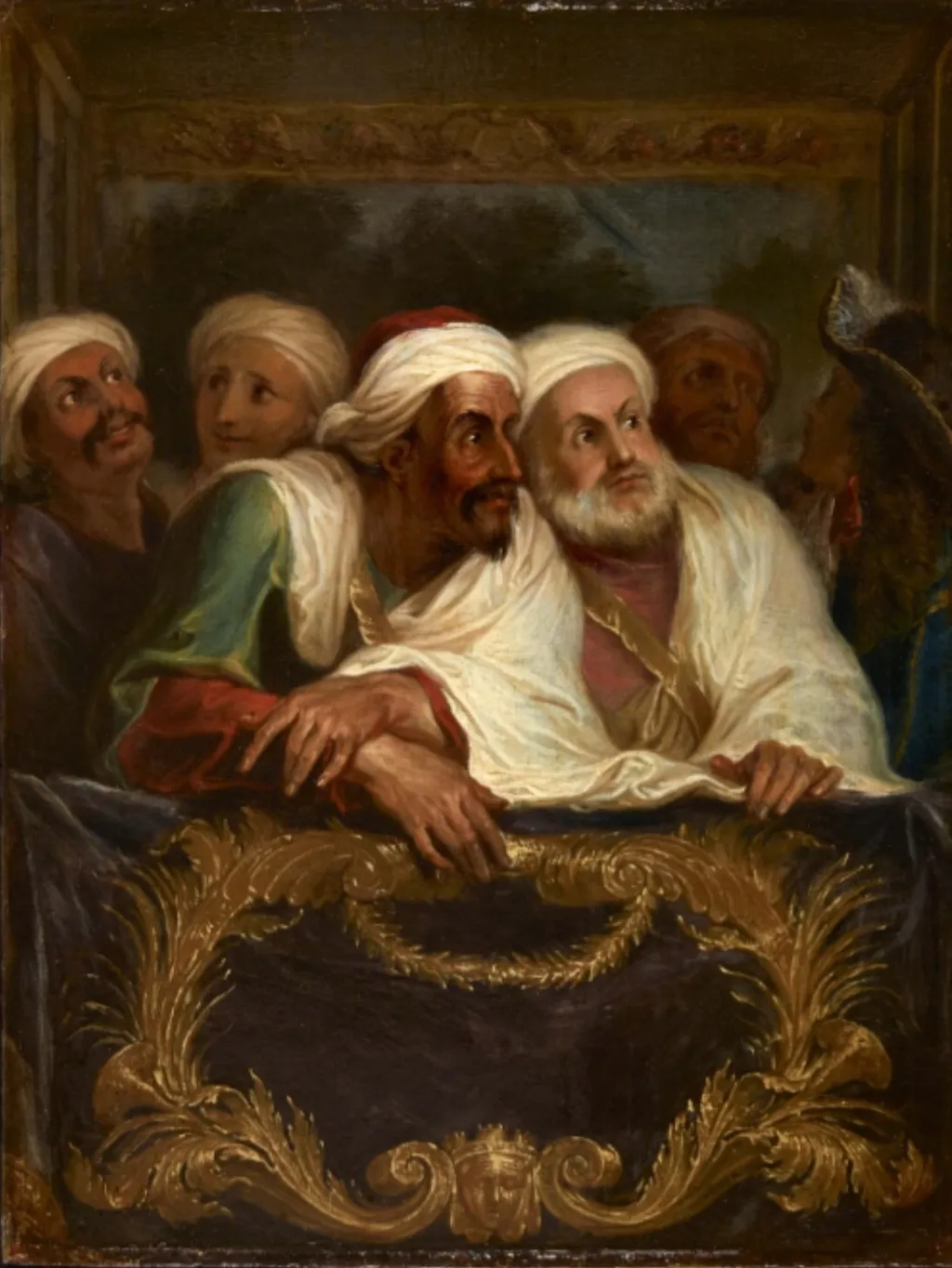 The Moroccan ambassador and his retinue at the Comédie italienne in Paris, February 1682, by Antoine Coypel, oil, 1692