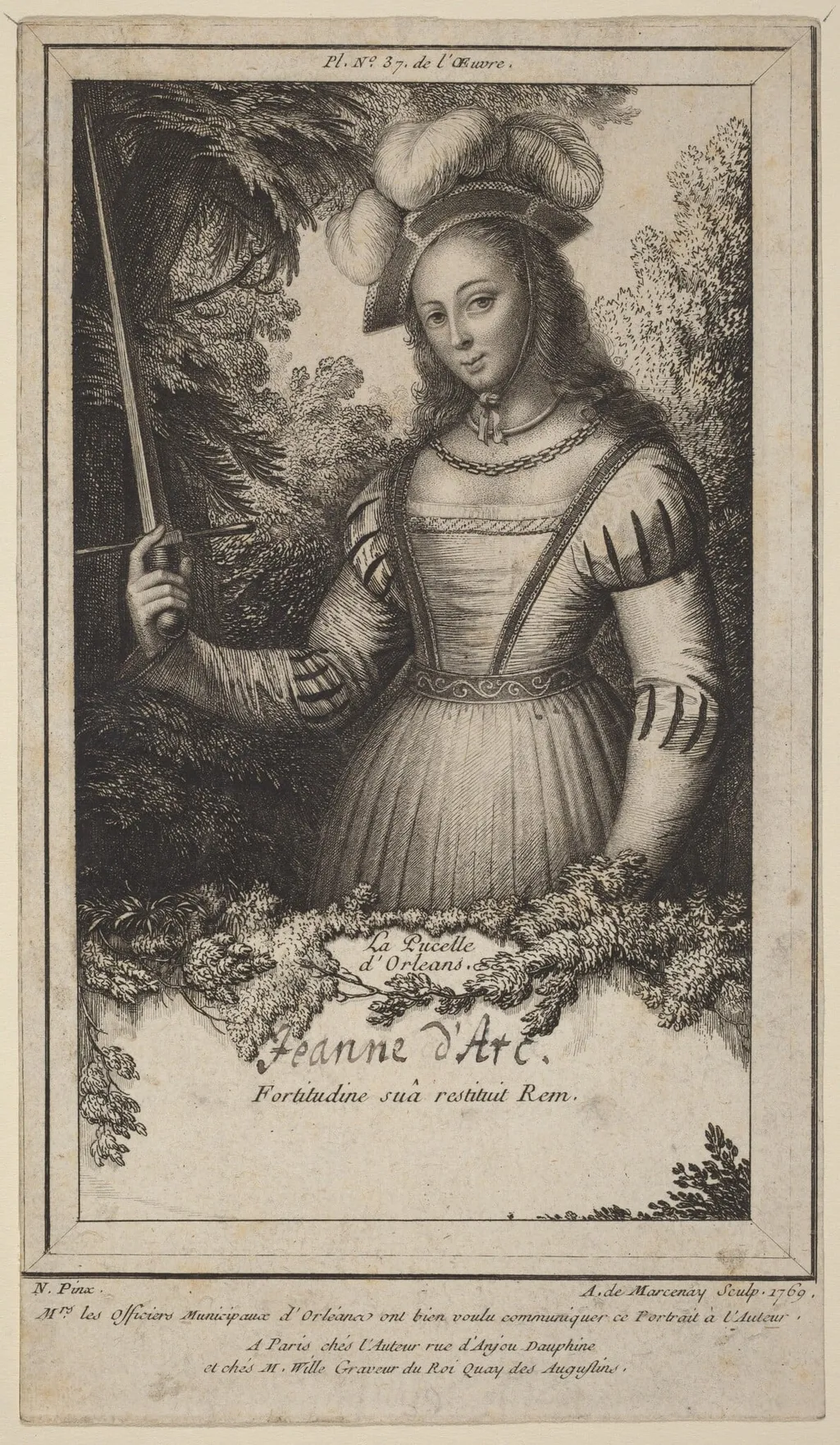 Jeanne d'Arc: La Pucelle d'Orléans, by Antoine de Marcenay de Ghuy, ink, 1769