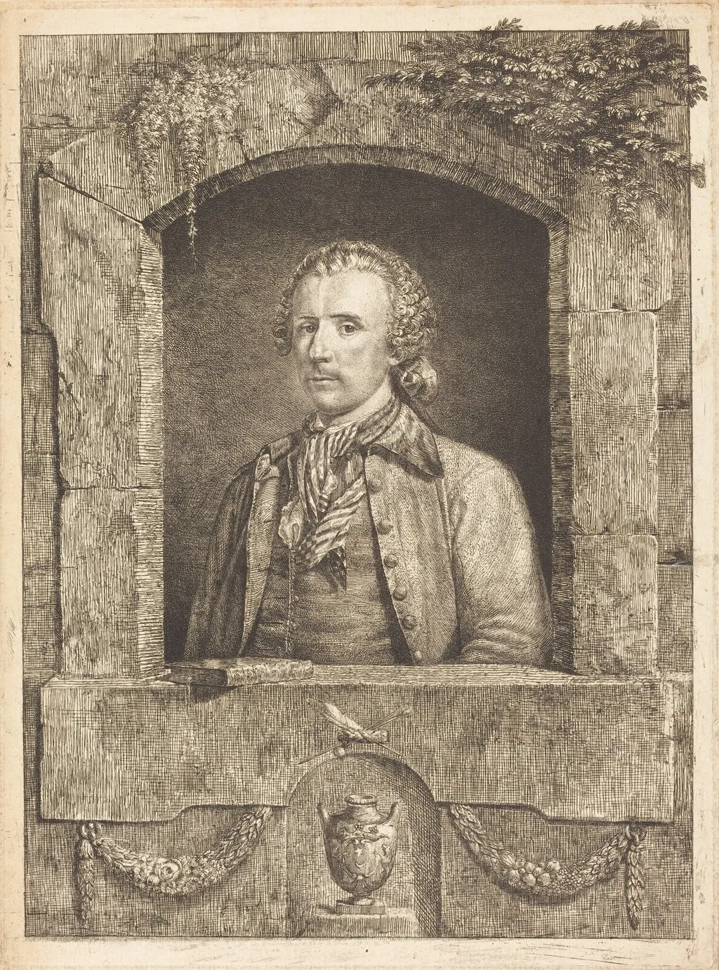 Self-Portrait, by Antoine de Marcenay de Ghuy, ink, 1768