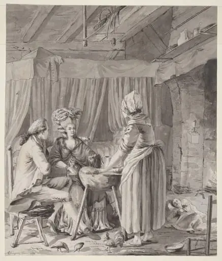 Elegant Couple Lunching in a Country Cottage, by Antoine-François Sergent