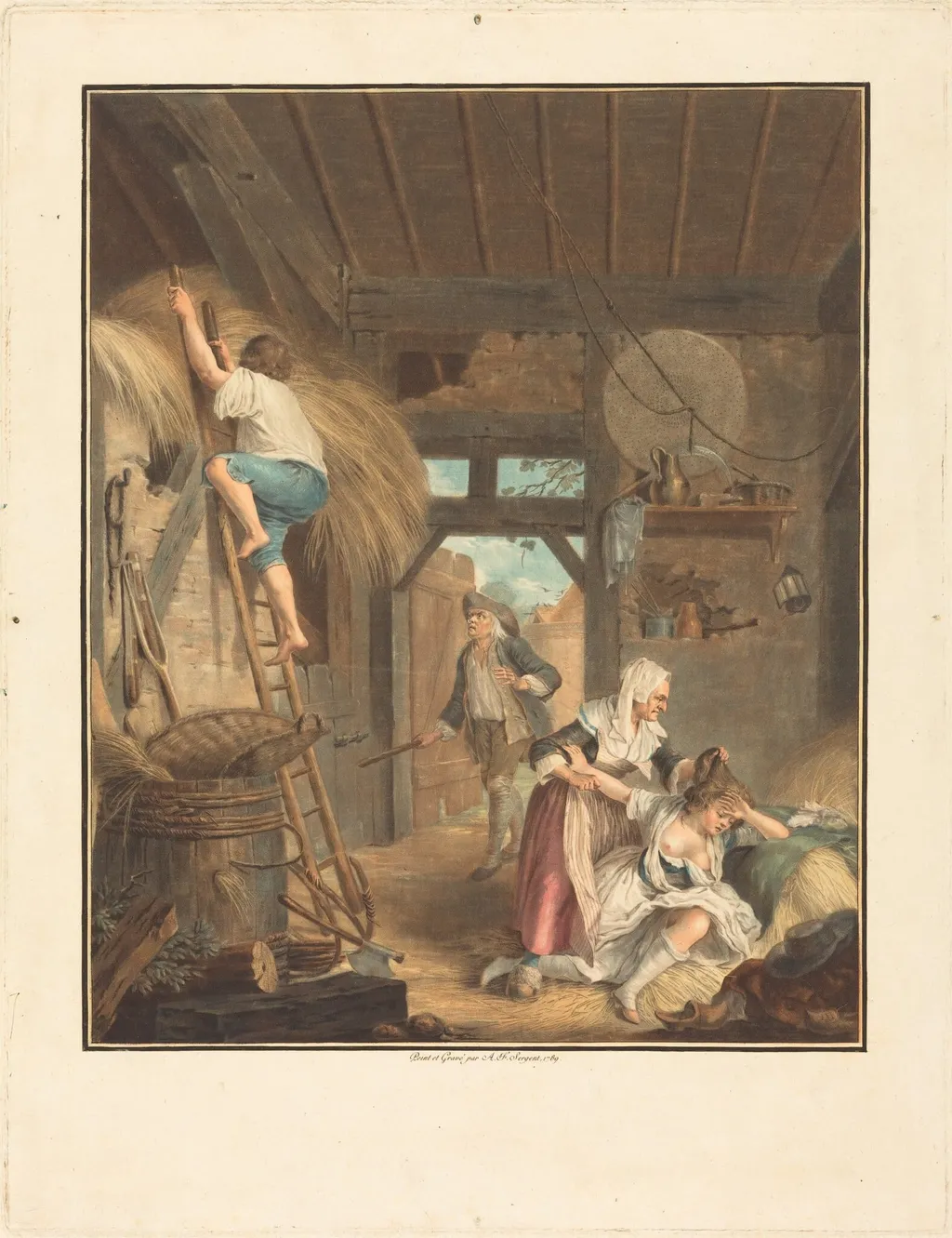 It's Too Late (Il est trop tard), by Antoine-François Sergent, ink, 1789