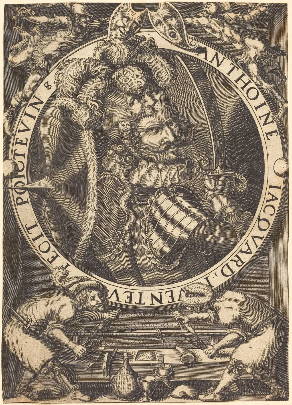 Self-Portrait (The Trade Card of Anthoine Jacquard), by Antoine Jacquard, ink, 1612