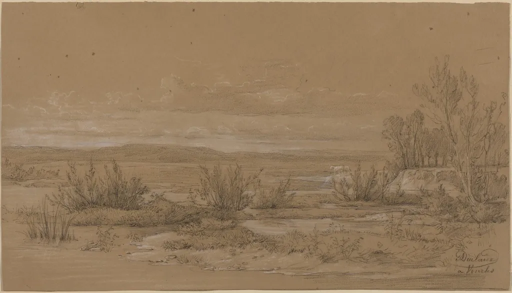 Landscape near Vourlis, by Antoine Jean Duclaux, chalk, 1830