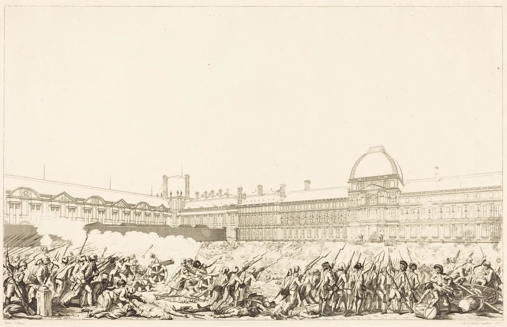 Journée du 10 Aout 1792, by Antoine-Jean Duclos, ink, 1793