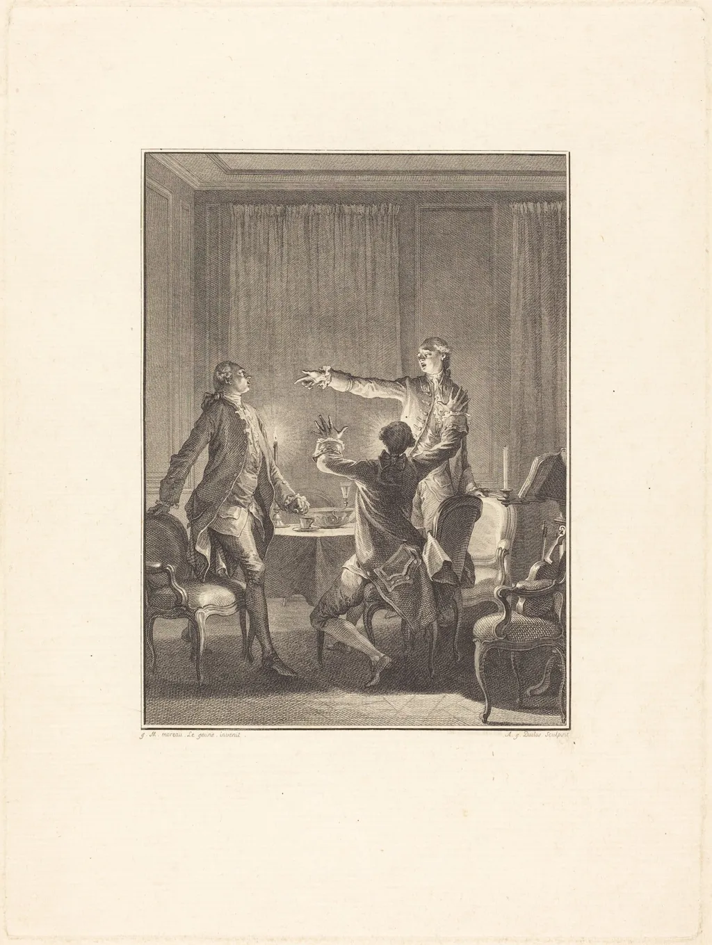 La Provocation, by Antoine-Jean Duclos, ink, 1768