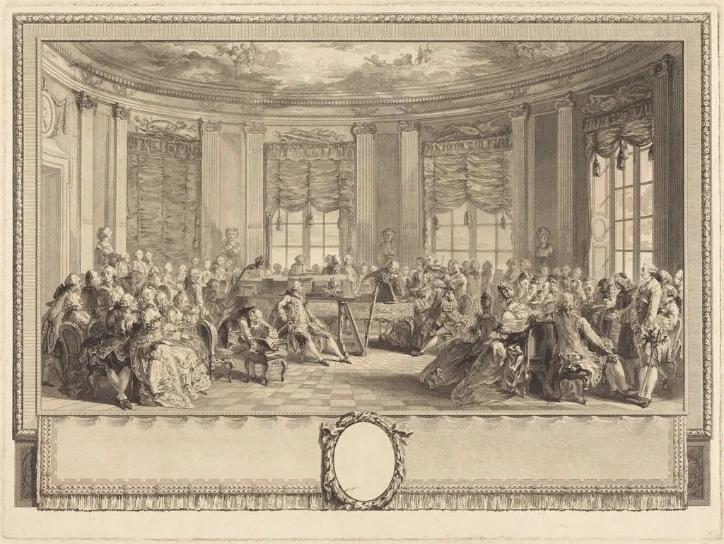 Le concert, by Antoine-Jean Duclos, ink, 1774