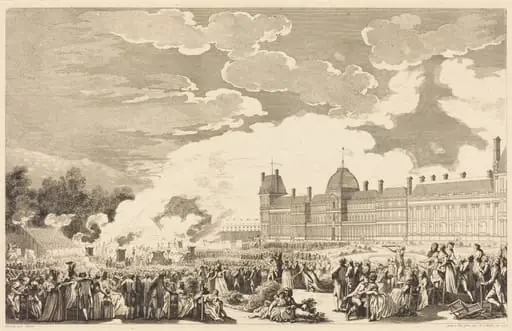 Pompe funèbre en l'honneur des Martyrs de la journée du 10, dans le Jardin National le 26 Aout 1792, by Antoine-Jean Duclos