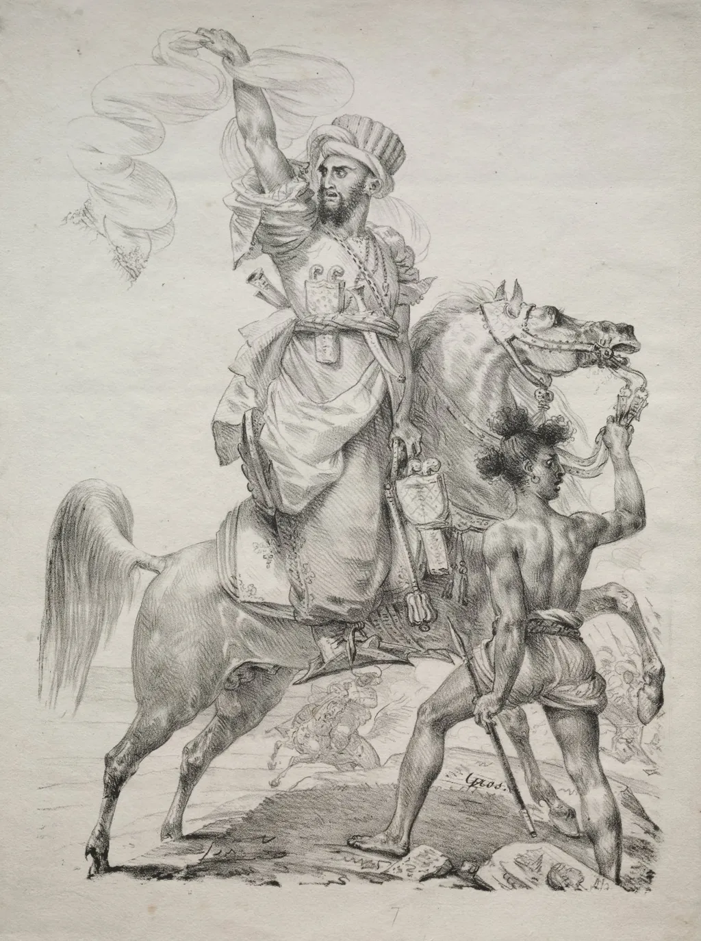 A Mameluke Chief on Horseback Signaling for Help, by Antoine-Jean Gros, 1817