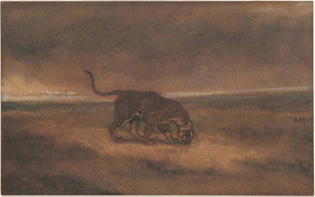 Tiger, by Antoine-Louis Barye, watercolor, 1855