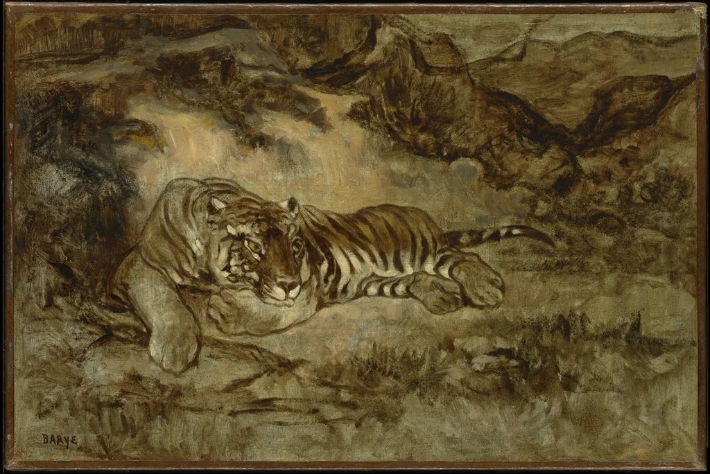 Tiger at Rest, by Antoine-Louis Barye, unspecified, 1860