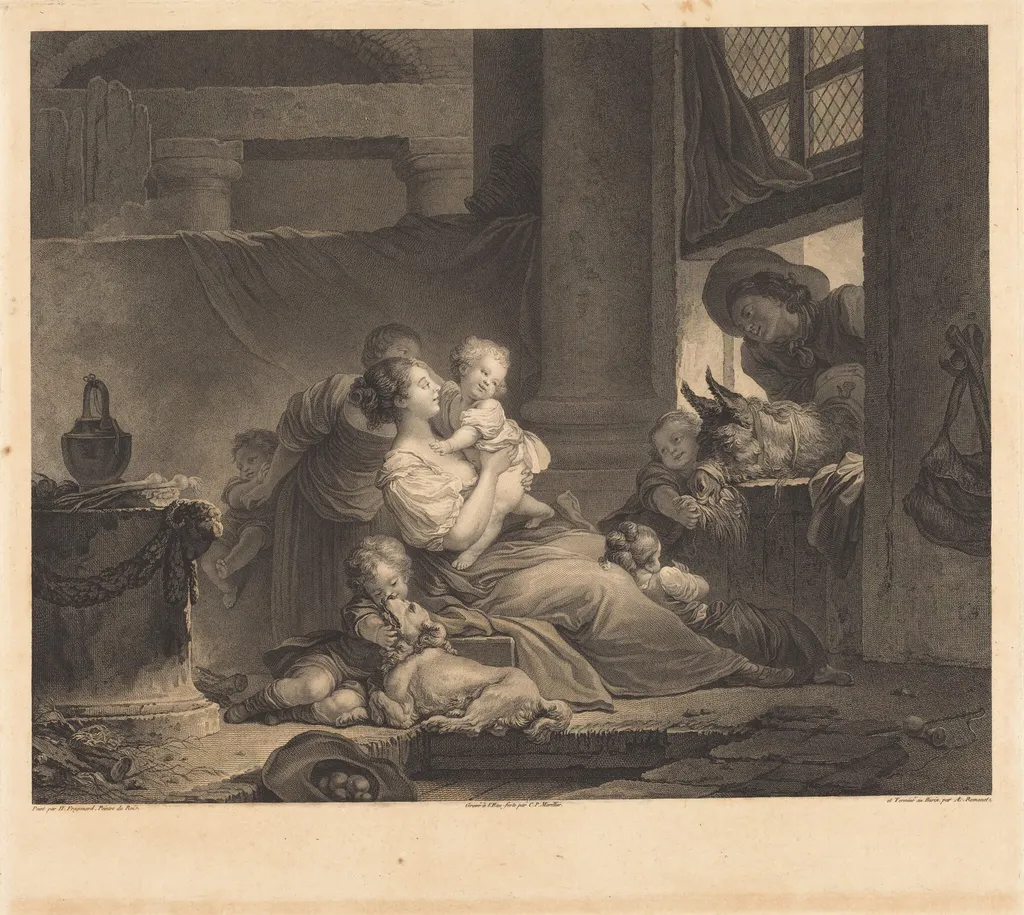 La famille du fermier, by Antoine Louis Romanet, ink, 1791