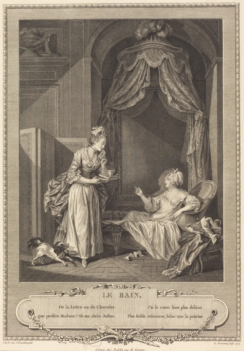 Le bain, by Antoine Louis Romanet, ink, 1774