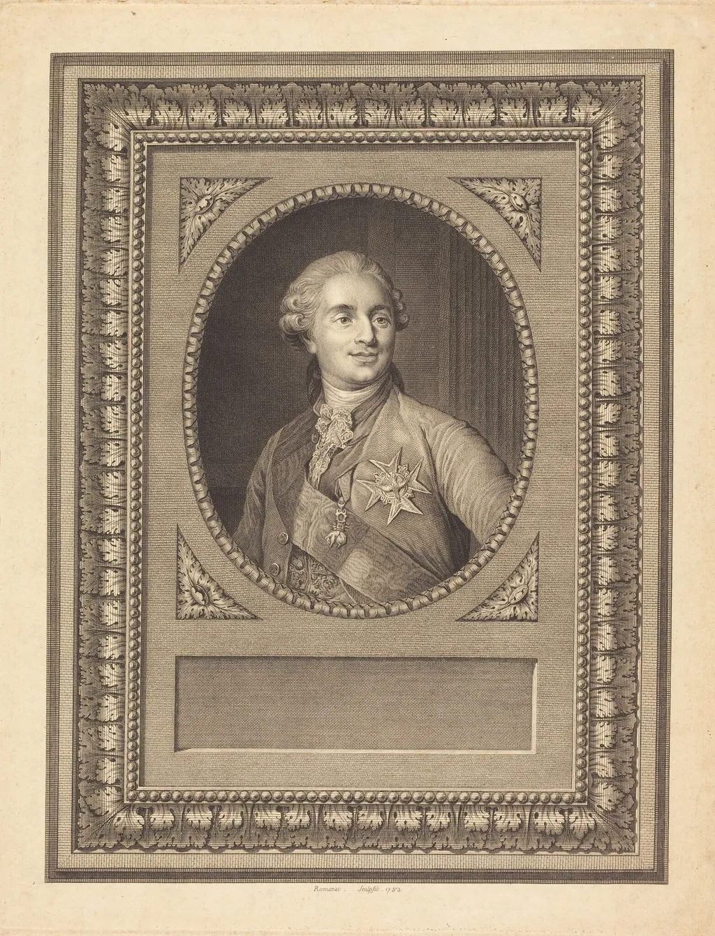 Louis XVI, King of France, by Antoine Louis Romanet, ink, 1783