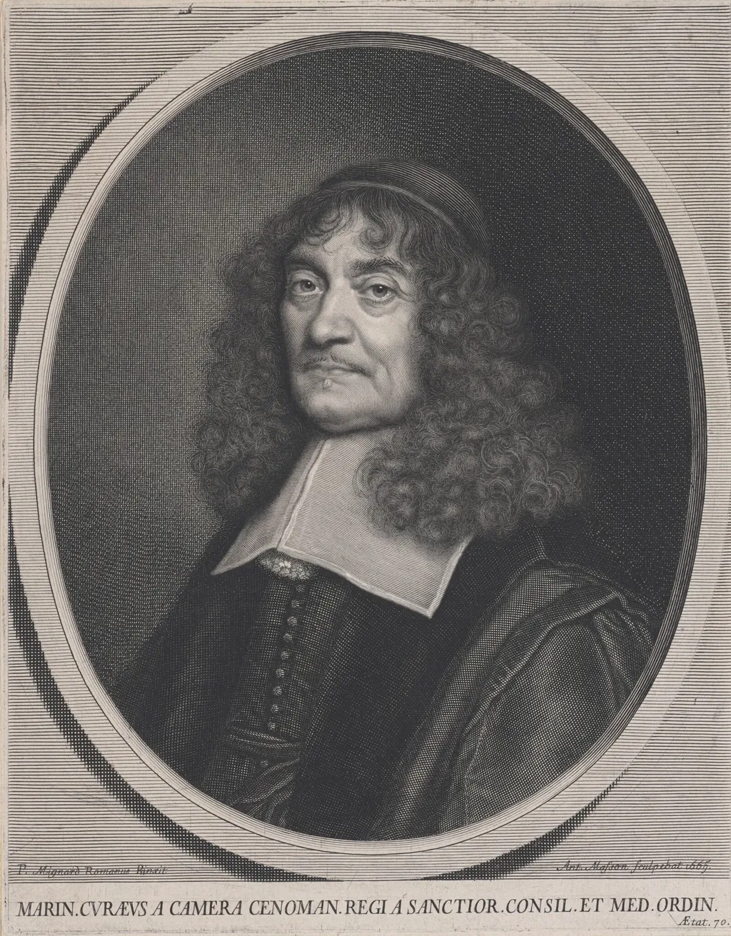 Marin Cureau de la Chambre, by Antoine Masson, ink, 1665