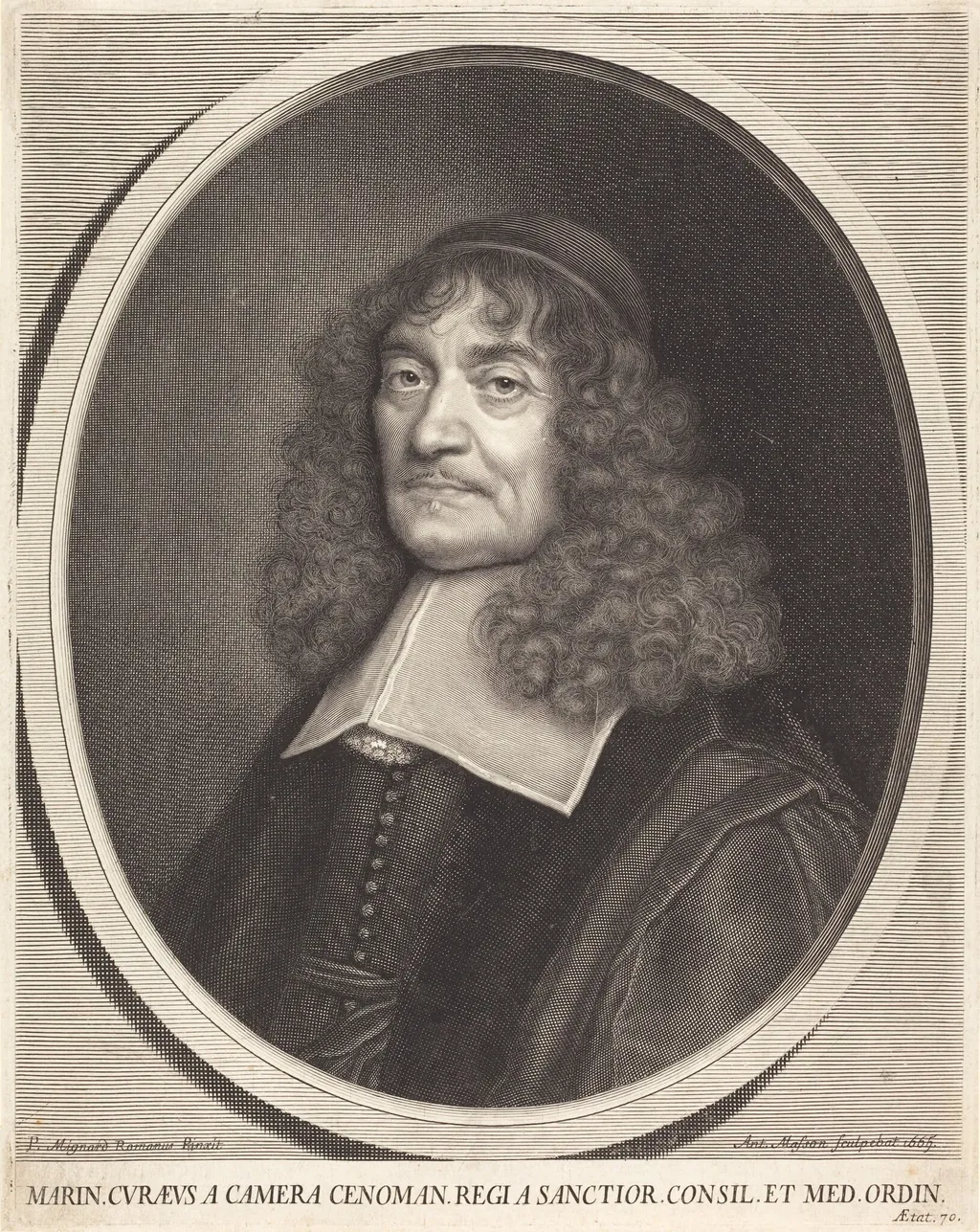 Marin Cureau de la Chambre, by Antoine Masson, ink, 1665