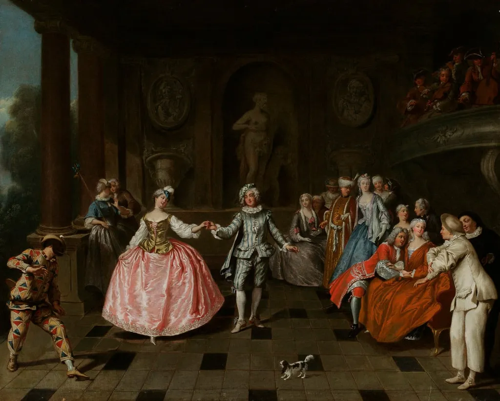 Naamiaistanssiaiset, by Antoine Pesne, unspecified, 1730