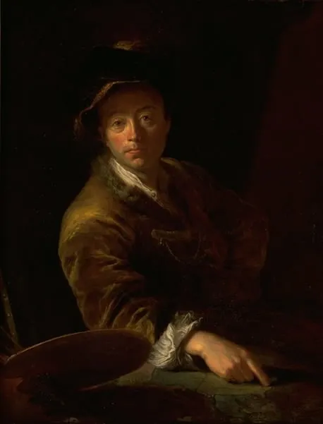 Portrait of a Painter (presumably C. L. Agricola, 1667-1719), by Antoine Pesne, oil, 1714