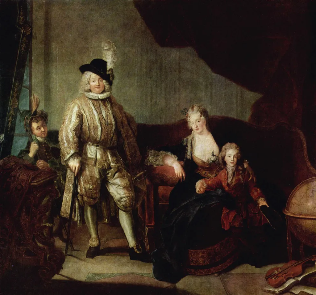 Portrait von Erlach with his Family, by Antoine Pesne, oil, 1711