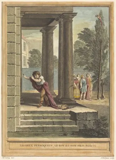 Les deux perroquets, le roi et son fils (Two Parrots, the King, and His Son), by Antoine Radigues