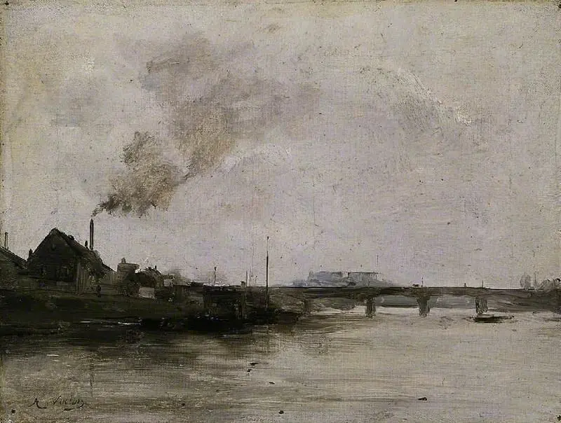 A river scene, by Antoine Vollon