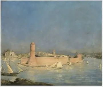 Marseilles Harbour with a Lighthouse, by Antoine Vollon