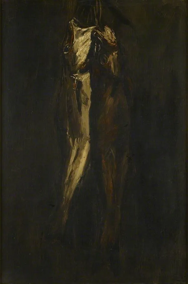 Still Life of Herrings suspended on a Wall, by Antoine Vollon, oil, 1876