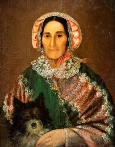 Portret de bătrână cu cățel, by Anton Chladek