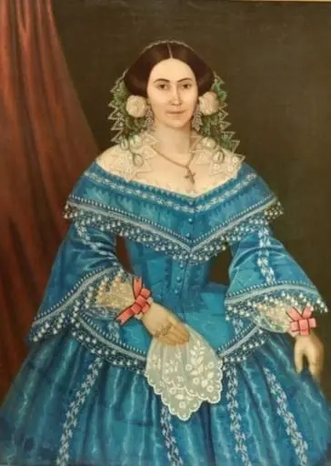 Portret de femeie cu rochie albastră, by Anton Chladek