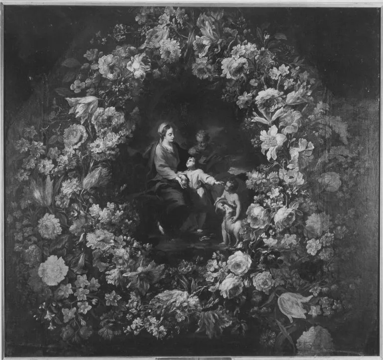Heilige Familie mit Johannesknaben im Blumenkranz, by Anton Domenico Gabbiani, unspecified, 1695