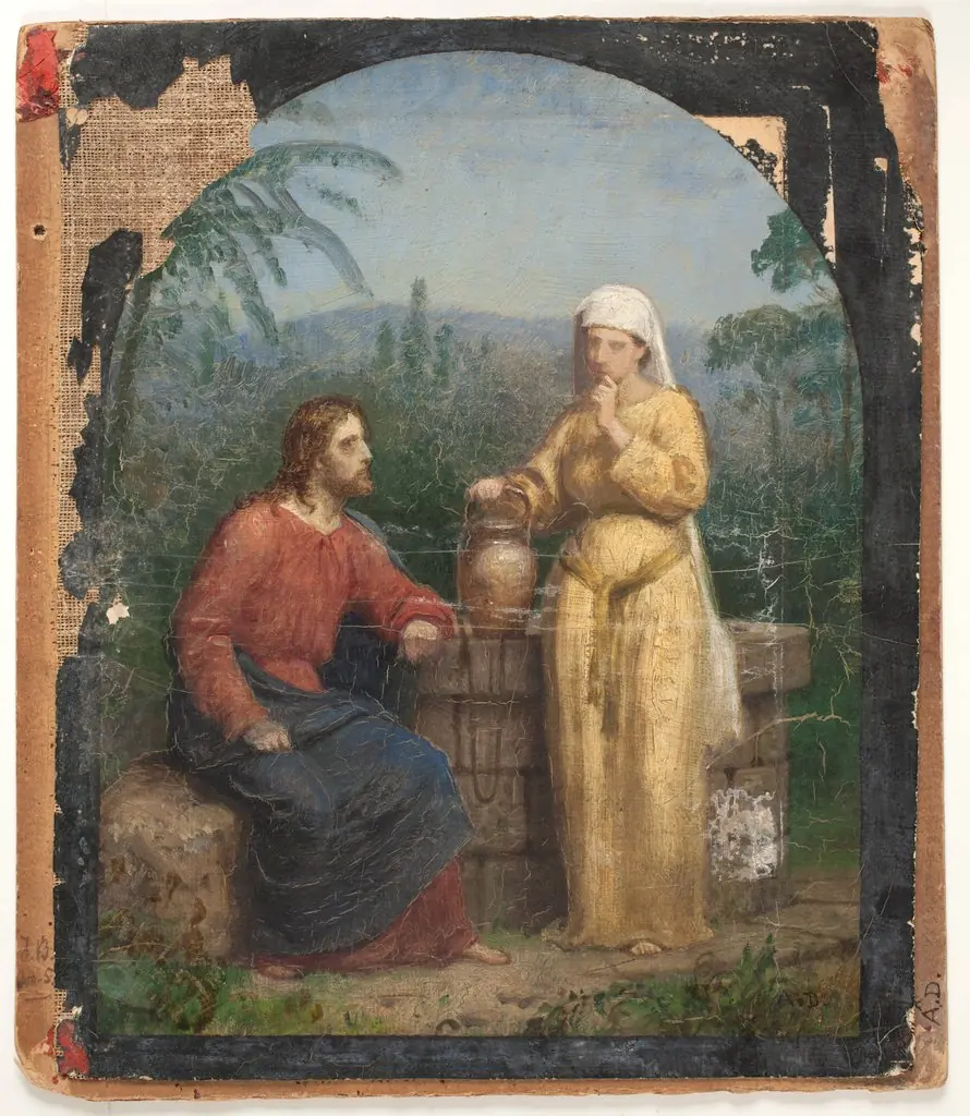 Olieskitse til Jesus og Samaritanerinden ved brønden, by Anton Dorph, 1896