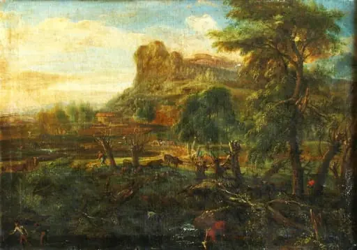 Peisaj cu arbori ciuntiți; pandant: Peisaj cu arbori, by Anton Faistenberger