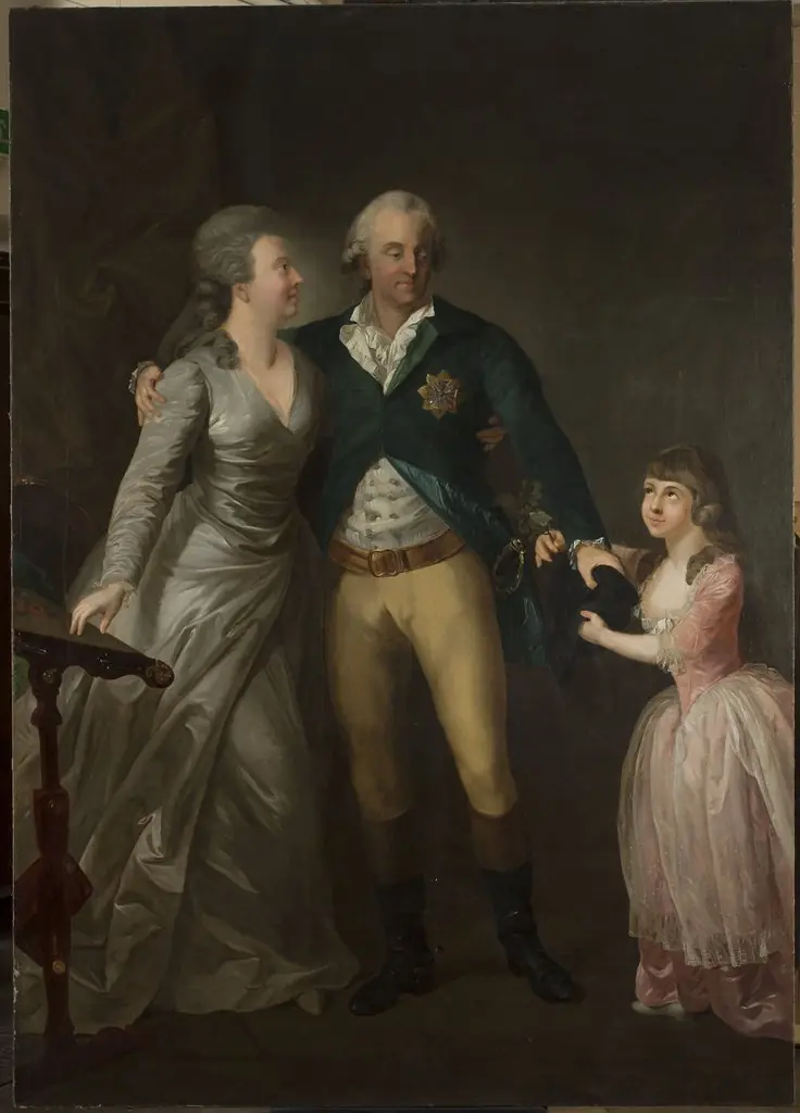Portrait of Saxon Duke Karl August with his wife Sophie and their daughter, by Anton Graff