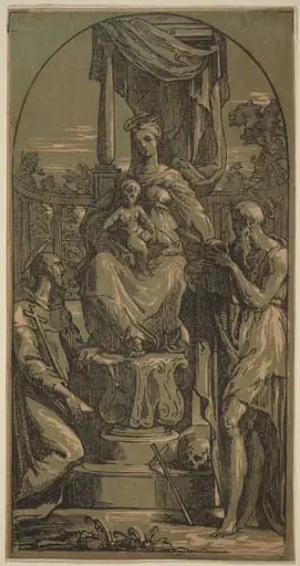 Madonna and Child Enthroned, Saint Jerome and Saint Francis, by Anton Maria Zanetti I