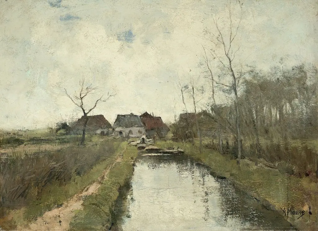 Cottages by a ditch