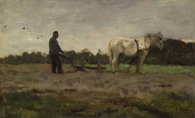 Plowing, by Anton Mauve, oil