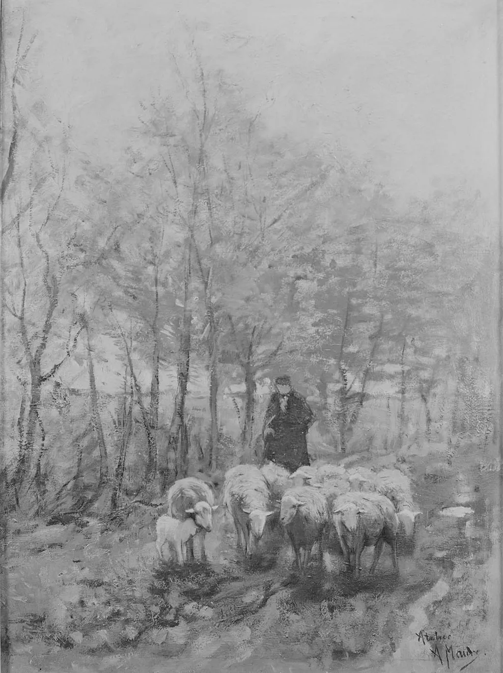 Return of the Flock, by Anton Mauve, oil, 1873