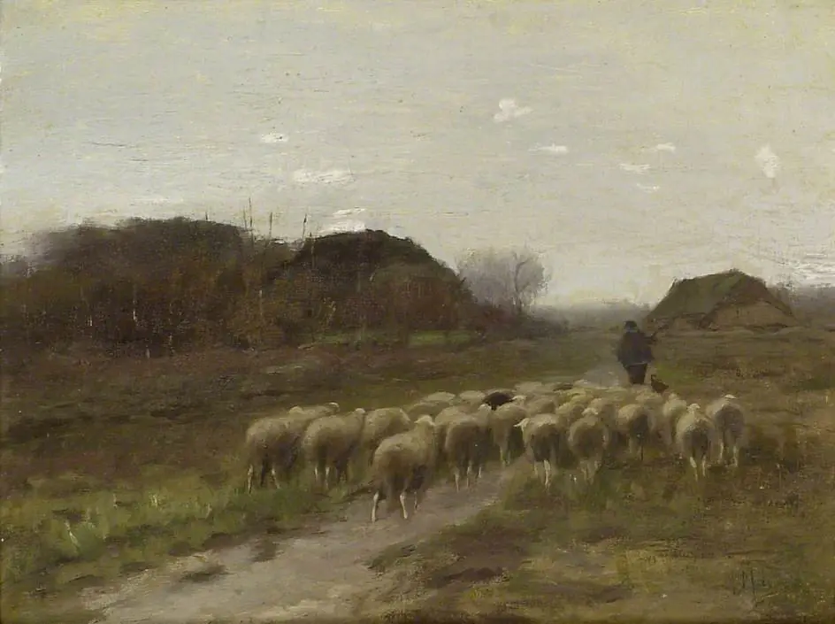 Shepherd and Sheep, Evening, by Anton Mauve