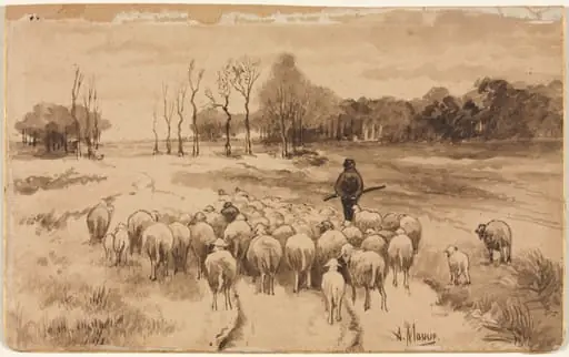 Shepherd with His Flock, by Anton Mauve