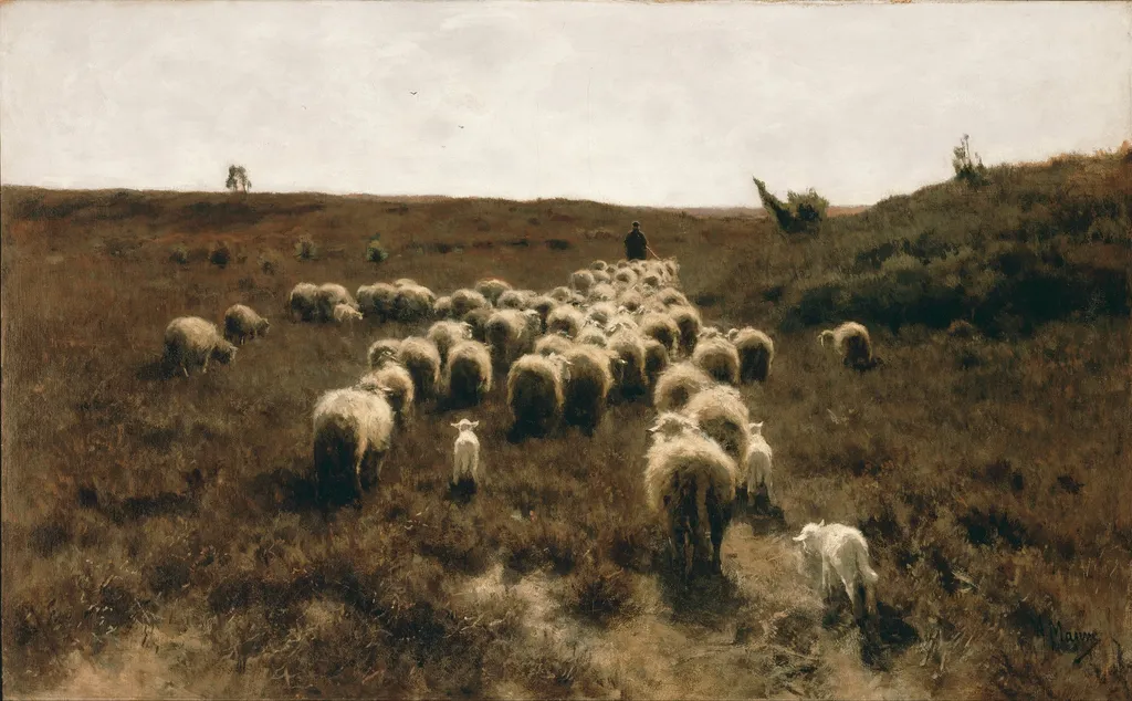 The Return of the Flock, Laren, by Anton Mauve, oil