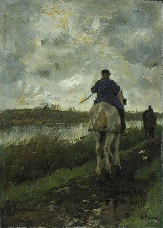 The Tow-path: No. 2, by Anton Mauve, oil, 1873