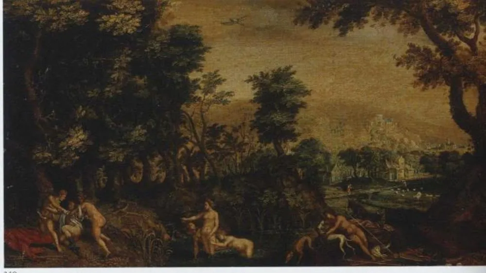 Landscape with Diana and Callisto, by Anton Mirou, oil, 1655