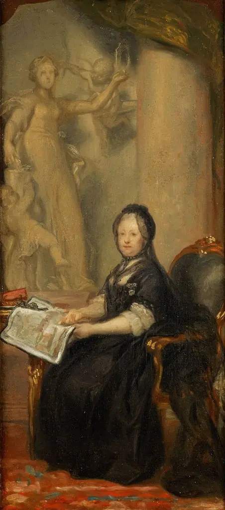 Kaiserin Maria Theresia (1717-1780) with the Statue of the Friedens, by Anton von Maron