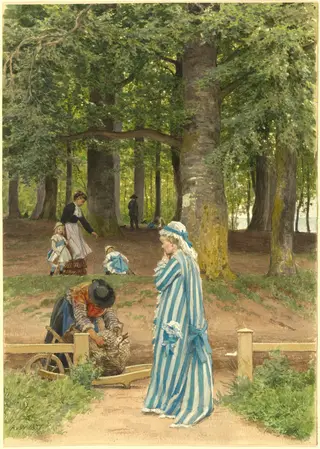 The Artist's Wife and Daughters in a Park at Heringsdorf, by Anton von Werner