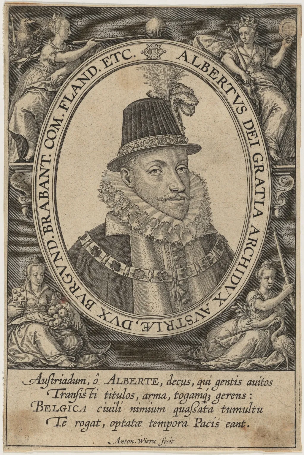 Albert VII, Archduke of Austria, by Anton Wierix, ink, 1588
