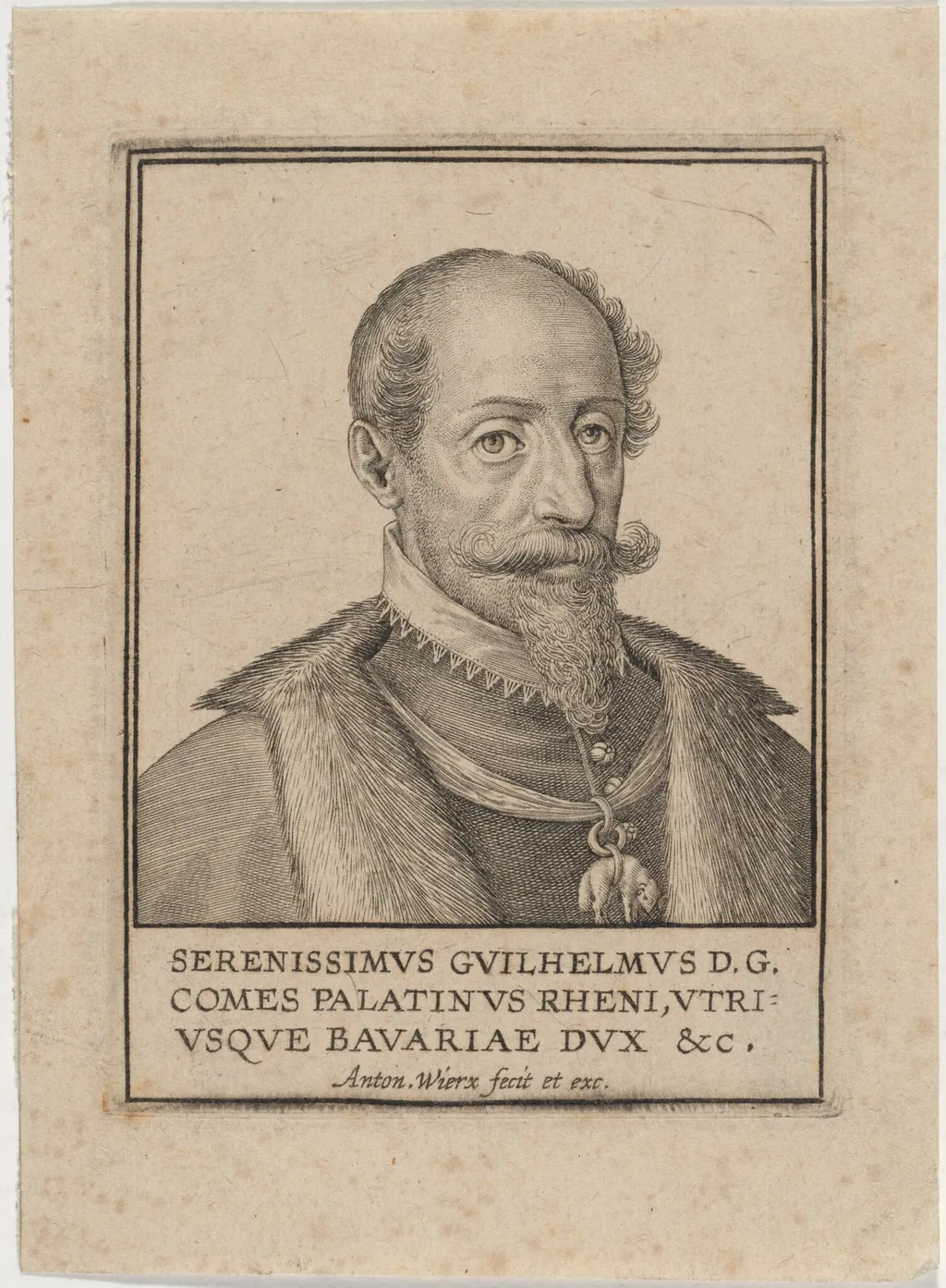 William V, Duke of Bavaria, by Anton Wierix, ink, 1588