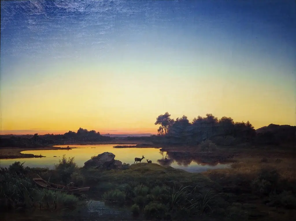 Landscape with Deer at Sunset, by Anton Zwengauer